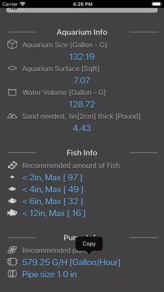 Aquarium Calculator Plus স্ক্রিনশট