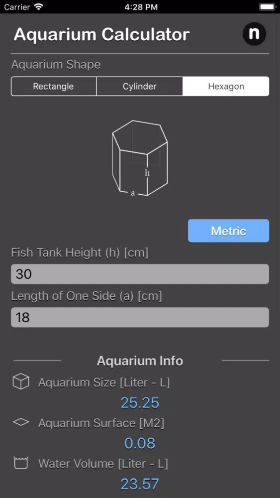 Aquarium Calculator Plus স্ক্রিনশট