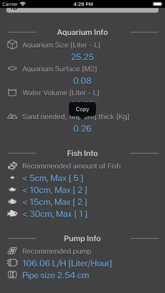 Aquarium Calculator Plus স্ক্রিনশট