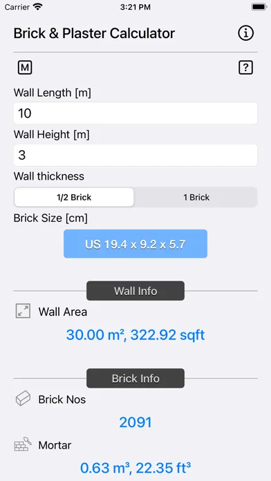 Screenshot di Brick and Plaster Calculator