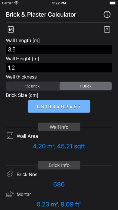 Screenshot di Brick and Plaster Calculator