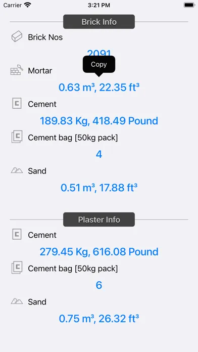 Screenshot di Brick and Plaster Calculator
