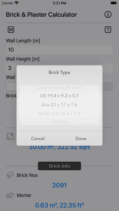 Screenshot di Brick and Plaster Calculator