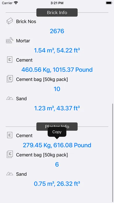 Screenshot di Brick and Plaster Calculator