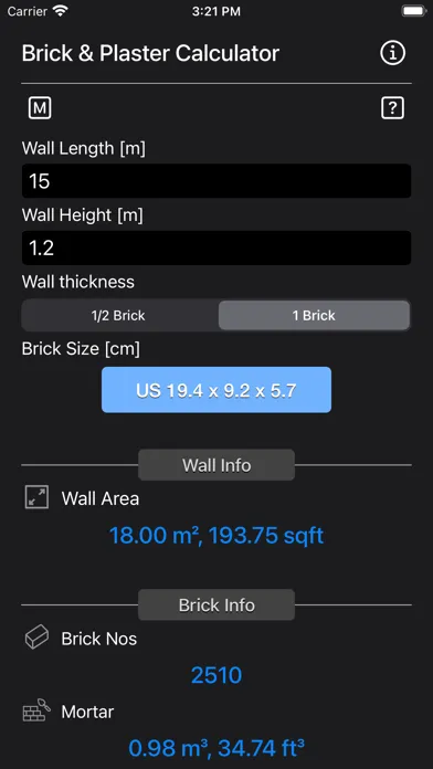 Screenshot di Brick and Plaster Calculator