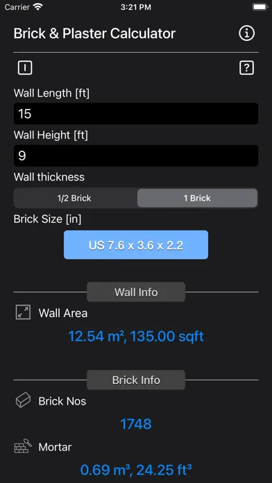 Screenshot di Brick and Plaster Calculator