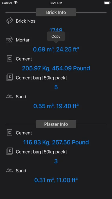 Screenshot di Brick and Plaster Calculator