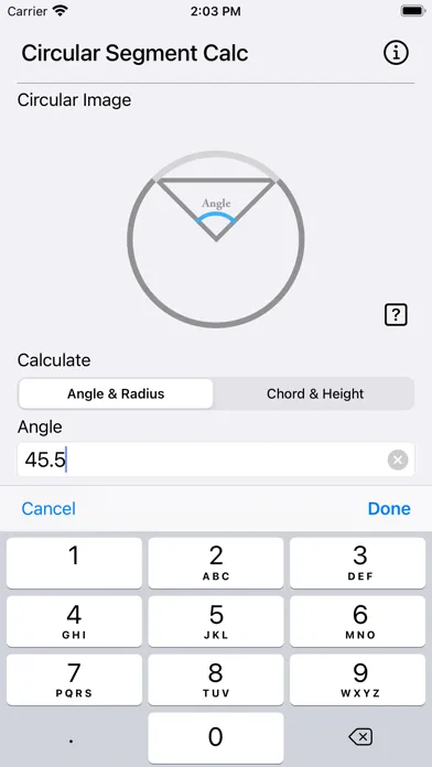 Capturas de tela do Circular Segment Calculator