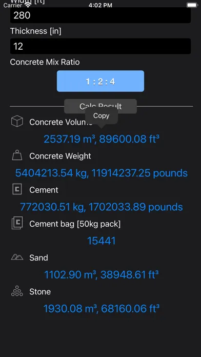 Concrete & Topsoil Calculator Screenshots