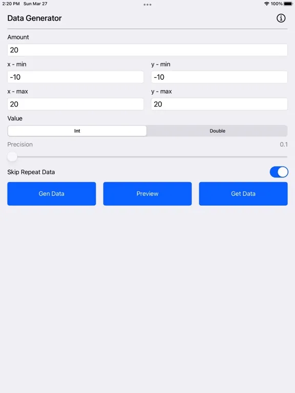 Data Generator Plus iPad  Screenshots