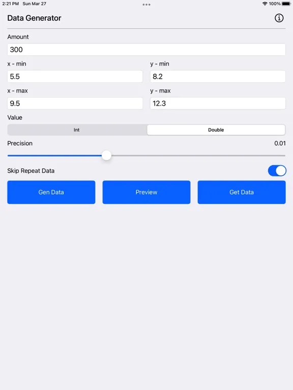 Data Generator Plus iPad  Screenshots