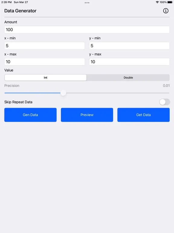 Data Generator Plus iPad  Screenshots