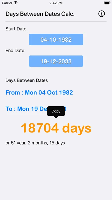 ภาพหน้าจอของ Days Between Dates Calculator