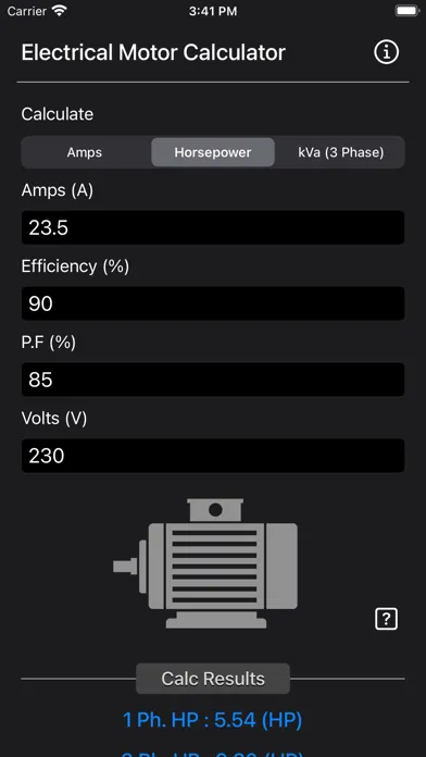 Electrical Motor Calculator Screenshots