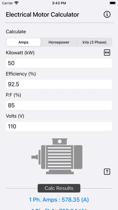Electrical Motor Calculator Screenshots