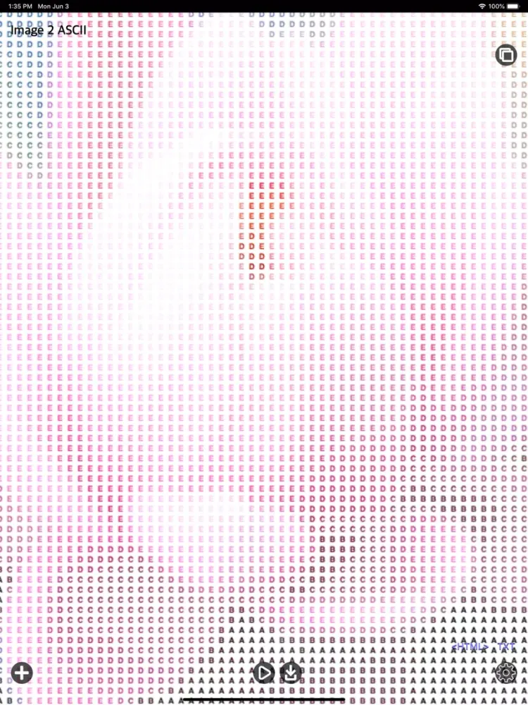 Tangkapan layar Image 2 ASCII Art iPad 