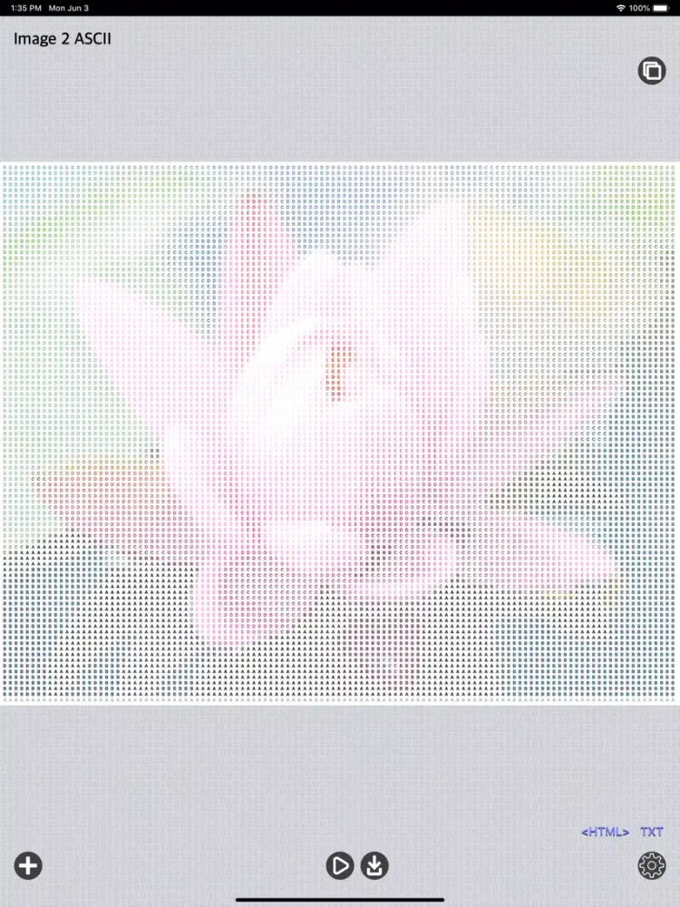 Tangkapan layar Image 2 ASCII Art iPad 