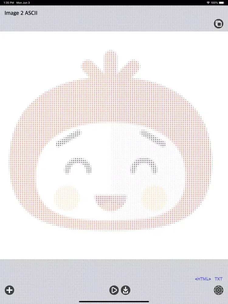 Tangkapan layar Image 2 ASCII Art iPad 