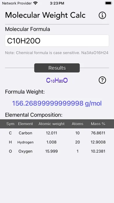 Capturas de pantalla de Molecular Weight Calculator