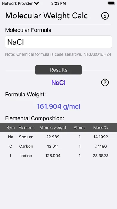 Capturas de pantalla de Molecular Weight Calculator