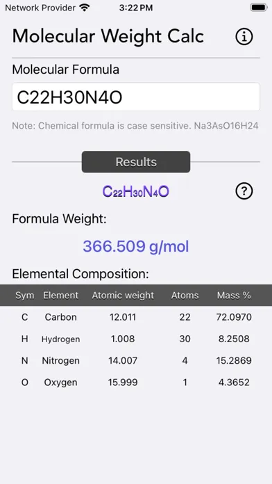 Capturas de pantalla de Molecular Weight Calculator