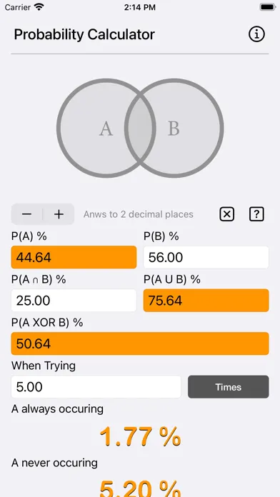 Tangkapan skrin Probability Calculator Plus