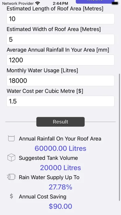 Rainfall Calculator 스크린샷