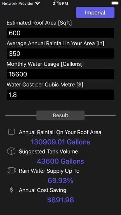 Rainfall Calculator 스크린샷