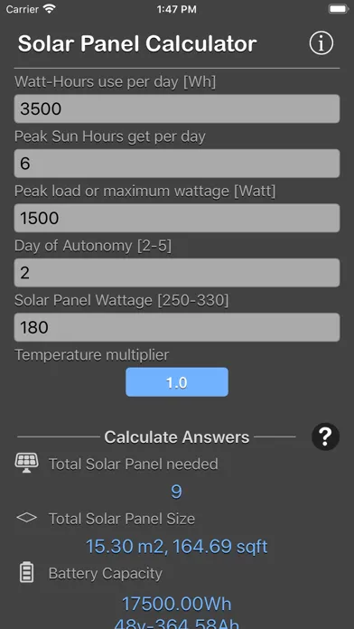Solar Panel Calculator Plus Ekran Görüntüleri
