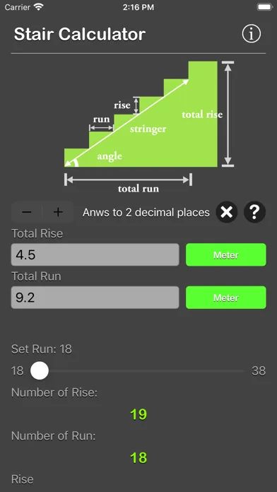 Ảnh chụp màn hình của Stair Calculator Plus