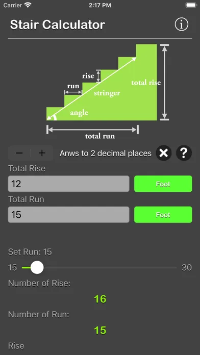 Ảnh chụp màn hình của Stair Calculator Plus