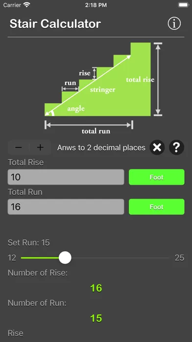 Ảnh chụp màn hình của Stair Calculator Plus