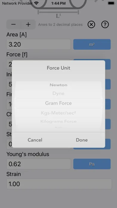 Capturas de tela do Stress Strain Calculator