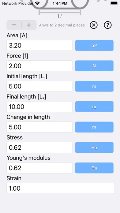 Capturas de tela do Stress Strain Calculator