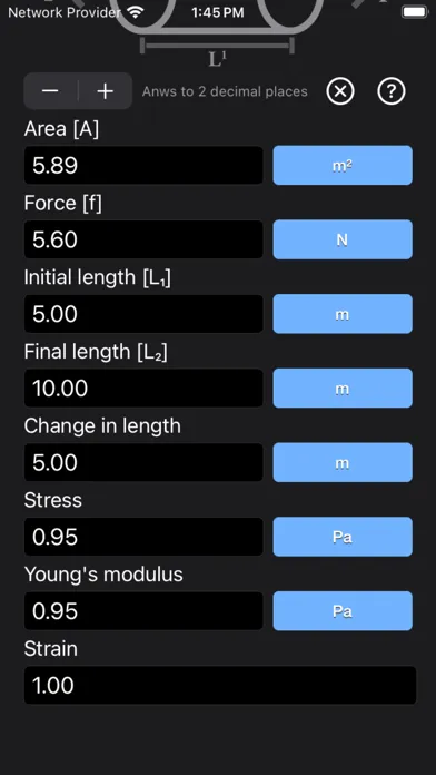 Capturas de tela do Stress Strain Calculator