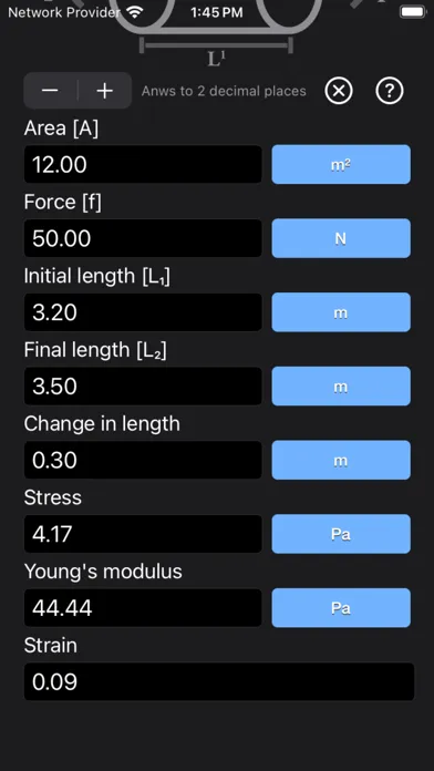 Capturas de tela do Stress Strain Calculator