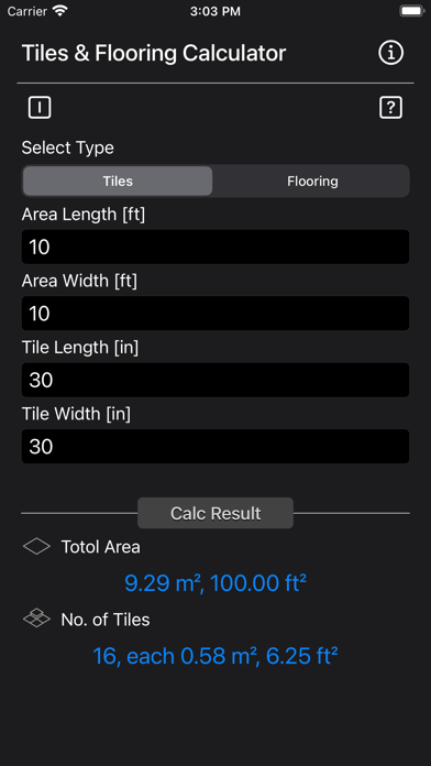 Tangkapan skrin Tiles and Flooring Calculator