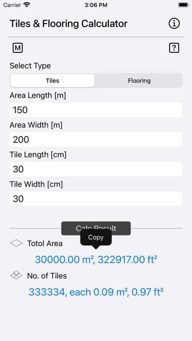 Tangkapan skrin Tiles and Flooring Calculator