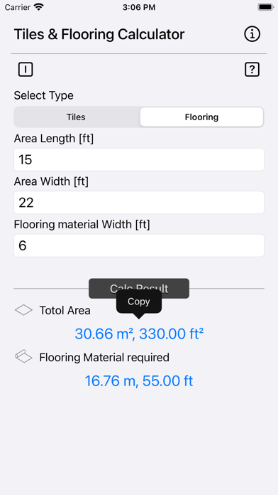 Tangkapan skrin Tiles and Flooring Calculator