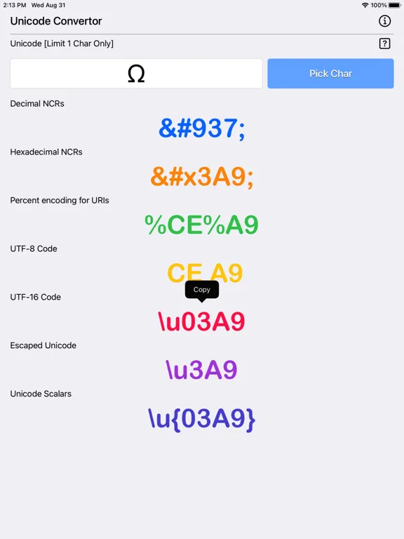 تصاویر Unicode Converter Plus iPad 