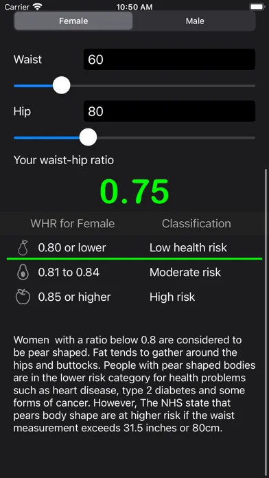 Capturas de pantalla de Waist to Hip Ratio Calc