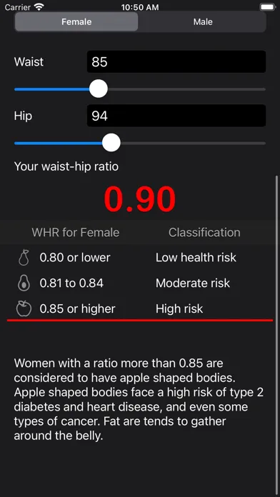 Capturas de pantalla de Waist to Hip Ratio Calc