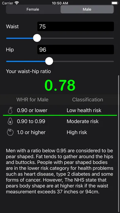 Capturas de pantalla de Waist to Hip Ratio Calc
