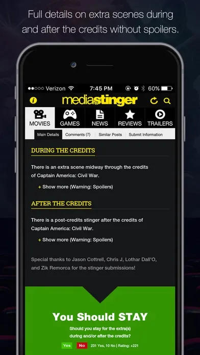 MediaStinger - Movie and Video Game After Credits应用截图