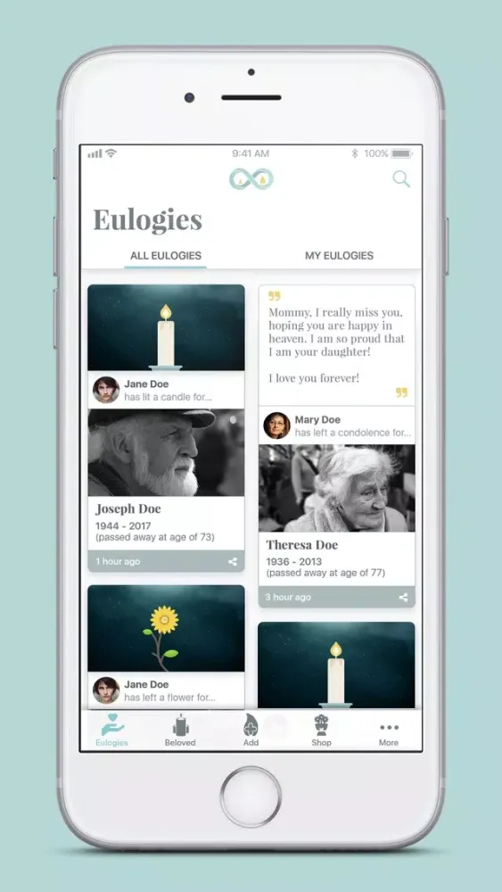 Captures d'écran de Nity - Online Memorial App