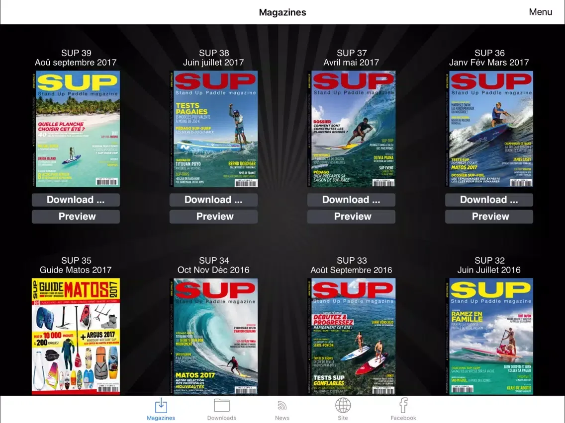 ภาพหน้าจอของ SUP Magazine iPad 