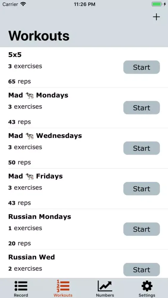 ภาพหน้าจอของ Workout Note