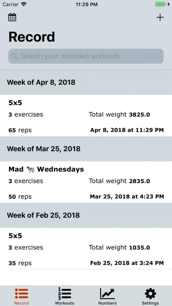 ภาพหน้าจอของ Workout Note