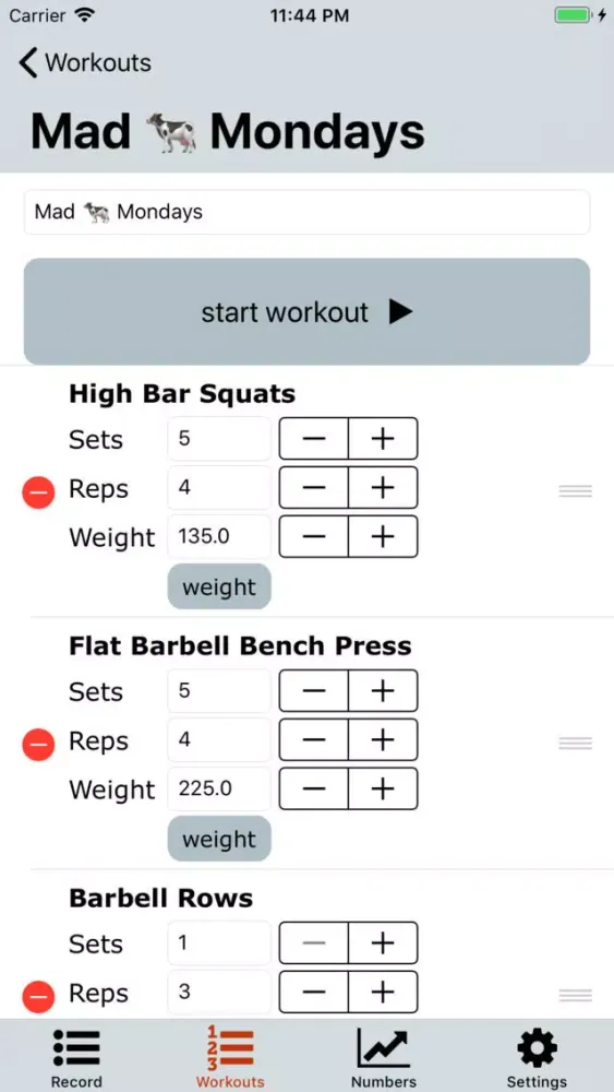 ภาพหน้าจอของ Workout Note