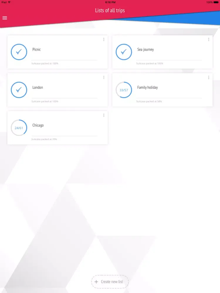 uPackingList iPad  Screenshots